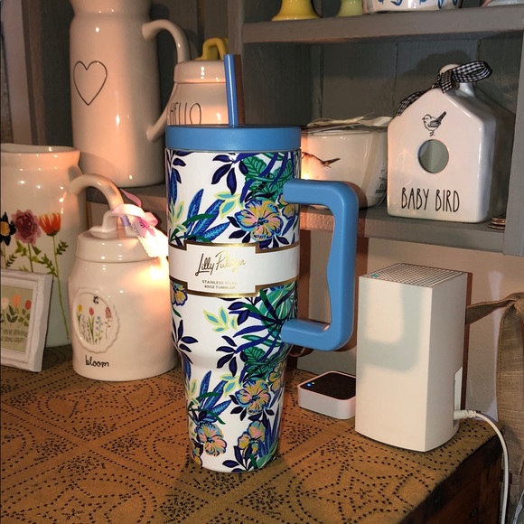 Lilly Pulitzer Other - Lilly Pulitzer Stainless Steel 40oz Tumbler with Handle/Straw